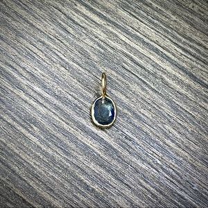 Blue Sapphire Pendant Charm in solid 14k Yellow Gold